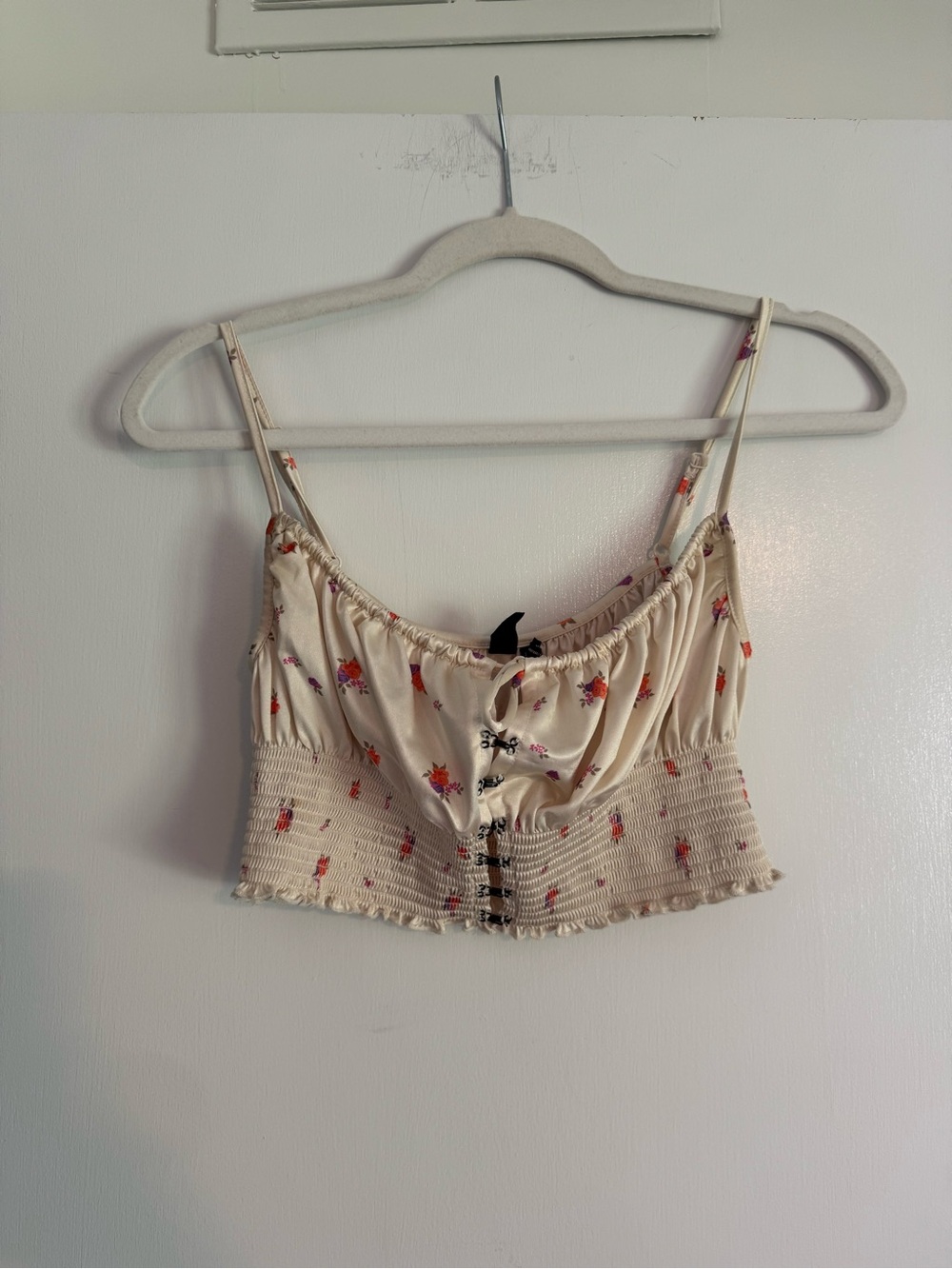 Free People Cream Floral Cropped Cami